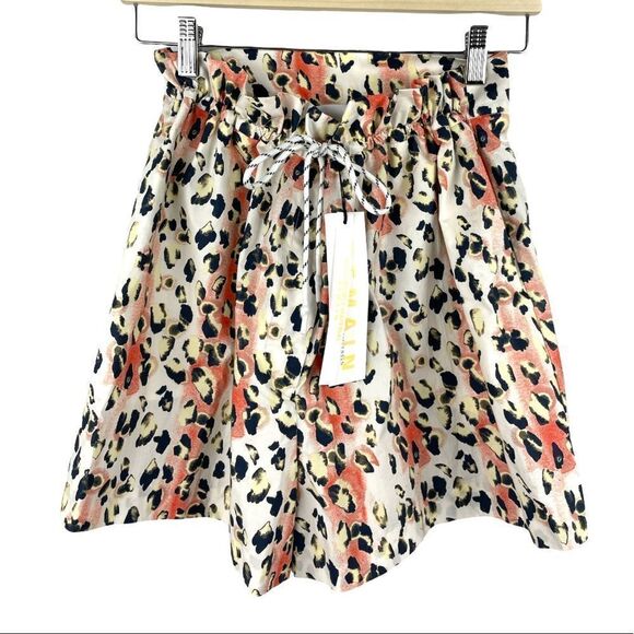 NWT Remain Birger Christensen Camille Loose Fit Drawstring Leopard Shorts - Picture 6 of 12